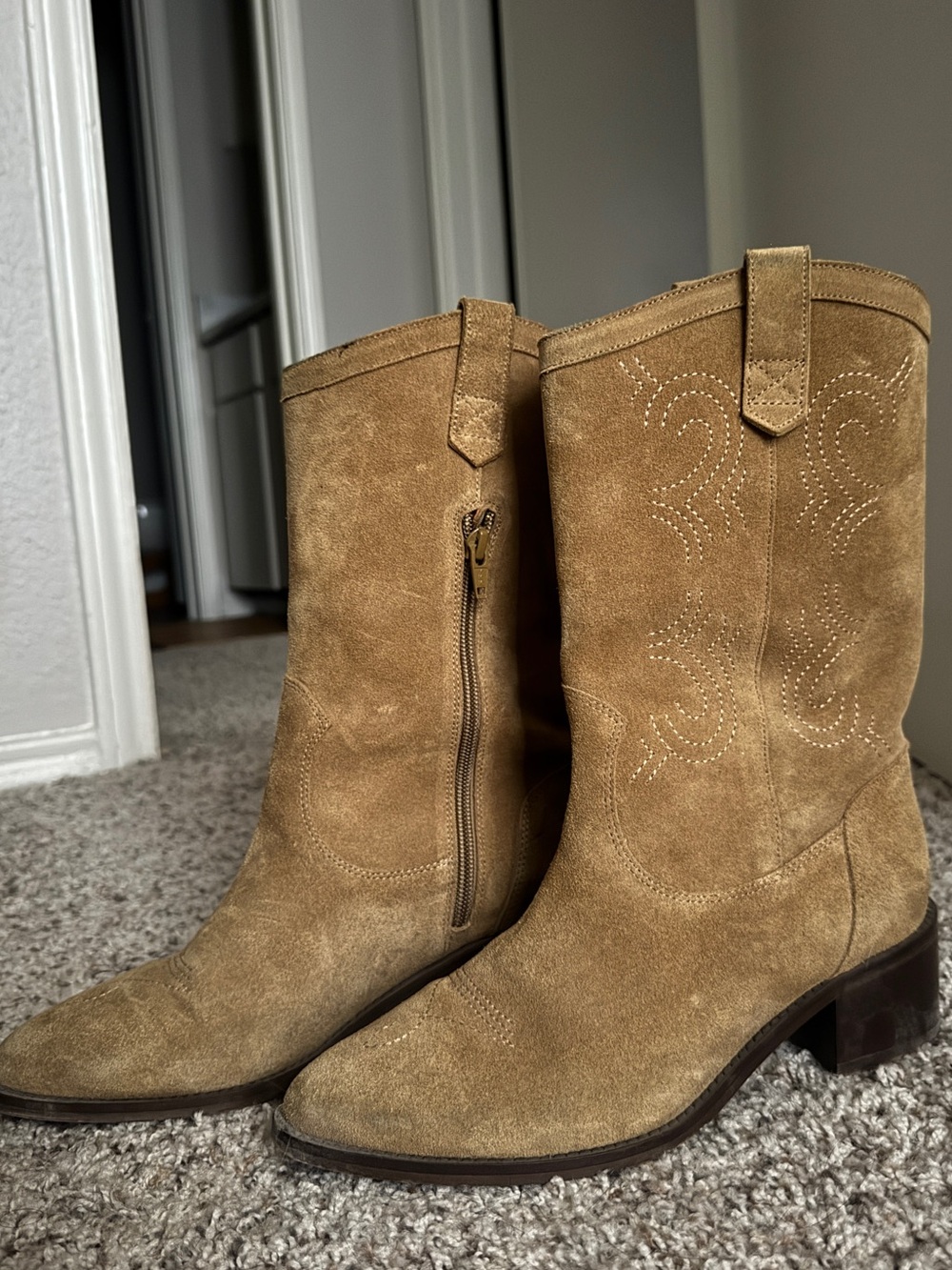 SEZANE IVANA Brown Leather suede Boots - Brown
